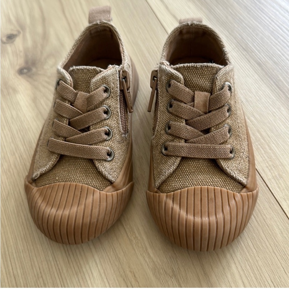 Brown Canvas Kids Sneakers - Picture 2 of 4